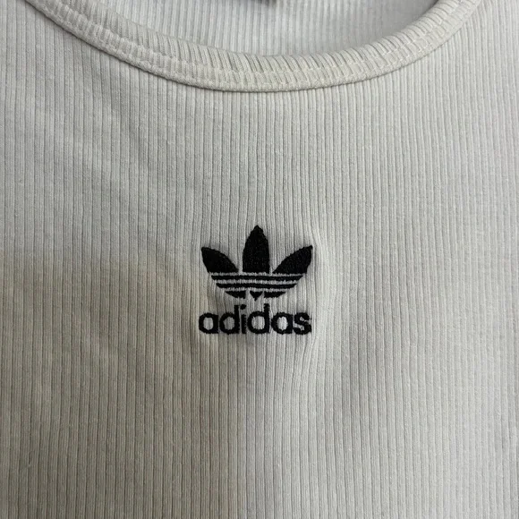 Adidas Cream Ribbed Crop Tank Top - Picture 3 of 5